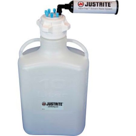 JUSTRITE Justrite VaporTrap Carboy W/ Filter Kit, HDPE, 10-Liter, 6 Ports 12802